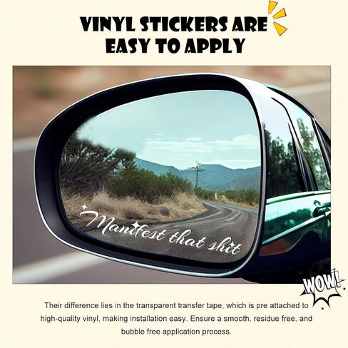 3 x Manifest That Shit Rearview Mirror Decals, Personalized Auto Window Stickers,Vehicles Rear View Mirrors Self Affirmations Decal- Multi-Colors Cute Funny Car Accessories Gifts for Women (White) in Saudi Arabia