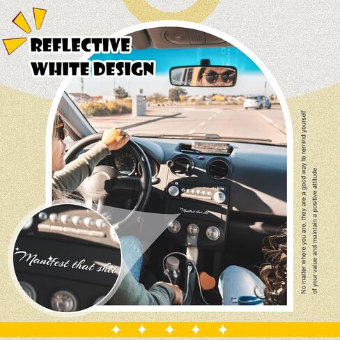 3 x Manifest That Shit Rearview Mirror Decals, Personalized Auto Window Stickers,Vehicles Rear View Mirrors Self Affirmations Decal- Multi-Colors Cute Funny Car Accessories Gifts for Women (White) in Saudi Arabia
