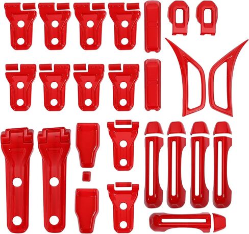 Motoforti 26PCS Full Set Exterior Decoration Trim Kit, Door Hinge Handle Engine Hood Hinge Hood Latch Cover, for Jeep Wrangler JL JLU 2018-2022, ABS, Red, 1 Set in Saudi Arabia