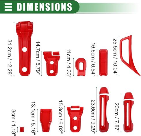 Motoforti 26PCS Full Set Exterior Decoration Trim Kit, Door Hinge Handle Engine Hood Hinge Hood Latch Cover, for Jeep Wrangler JL JLU 2018-2022, ABS, Red, 1 Set in Saudi Arabia
