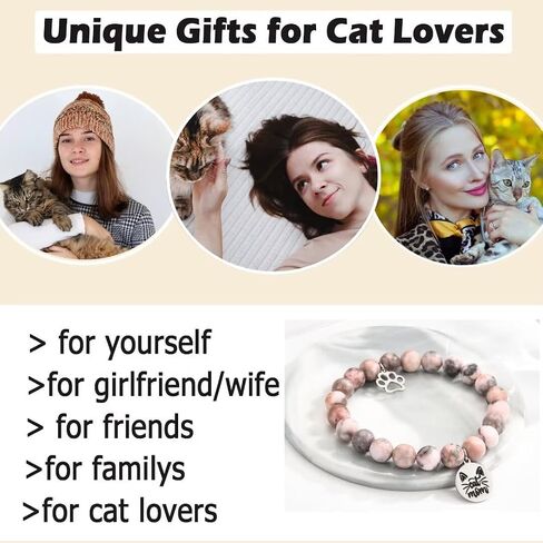 Cat Mom Gifts for Women Cat Bracelets for Cat Lovers Beaded Bracelet Paw Print Gifts for Birthday, Christmas, Valentines, New Year in Kuwait