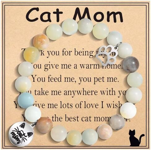 Cat Mom Gifts for Women Cat Bracelets for Cat Lovers Beaded Bracelet Paw Print Gifts for Birthday, Christmas, Valentines, New Year in Kuwait