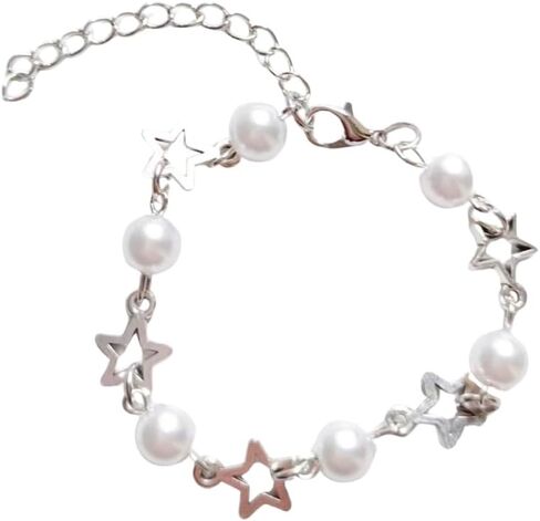 Star Pearl Charm Bracelet Y2k Heart Beaded Dainty Bracelet Punk Aesthetic Jewelry Gift for Women in Saudi Arabia