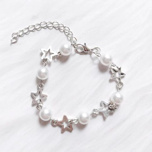 Star Pearl Charm Bracelet Y2k Heart Beaded Dainty Bracelet Punk Aesthetic Jewelry Gift for Women in Saudi Arabia