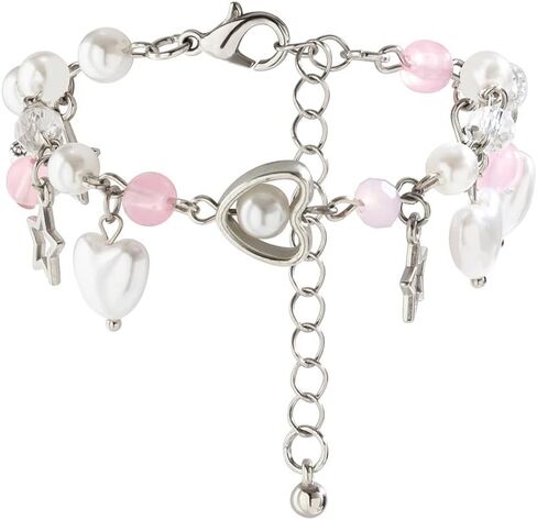 Star Pearl Charm Bracelet Y2k Heart Beaded Dainty Bracelet Punk Aesthetic Jewelry Gift for Women in Saudi Arabia