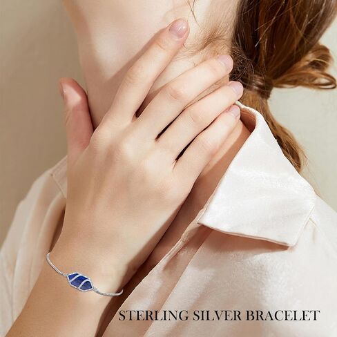 Bracelet for Women 925 Sterling Silver Hexagon Gemstone Link Bracelet Fine Jewelry Anniversary Birthday Christmas Gifts for Women Her in Saudi Arabia