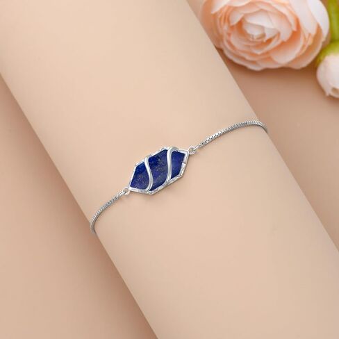 Bracelet for Women 925 Sterling Silver Hexagon Gemstone Link Bracelet Fine Jewelry Anniversary Birthday Christmas Gifts for Women Her in Saudi Arabia
