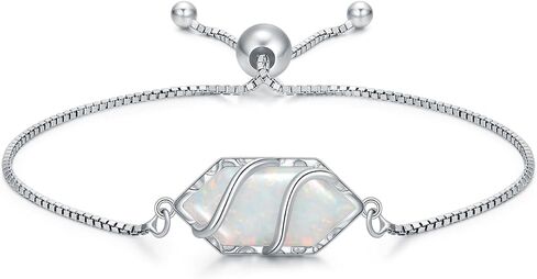 Bracelet for Women 925 Sterling Silver Hexagon Gemstone Link Bracelet Fine Jewelry Anniversary Birthday Christmas Gifts for Women Her in Saudi Arabia