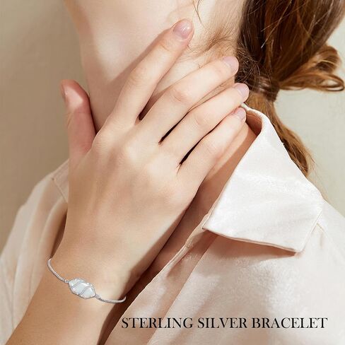 Bracelet for Women 925 Sterling Silver Hexagon Gemstone Link Bracelet Fine Jewelry Anniversary Birthday Christmas Gifts for Women Her in Saudi Arabia