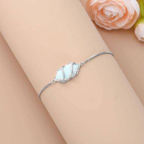 Bracelet for Women 925 Sterling Silver Hexagon Gemstone Link Bracelet Fine Jewelry Anniversary Birthday Christmas Gifts for Women Her in Saudi Arabia