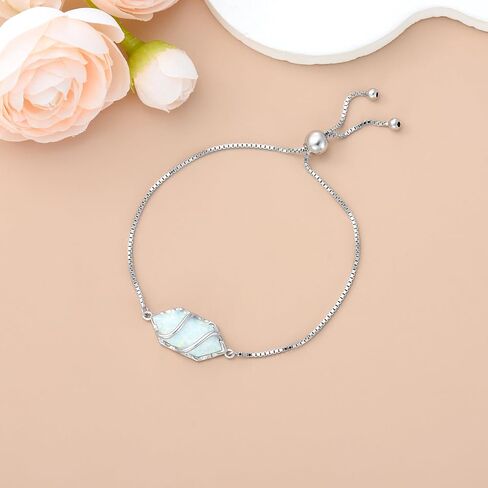 Bracelet for Women 925 Sterling Silver Hexagon Gemstone Link Bracelet Fine Jewelry Anniversary Birthday Christmas Gifts for Women Her in Saudi Arabia