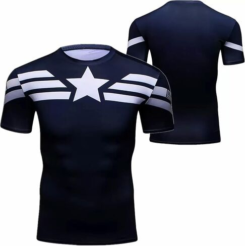 Men Compression Tights Sports T-Shirt Short Sleeve 3D Printing Fitness Shirt Running T-Shirt in Saudi Arabia