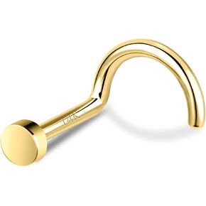 SYLWIA 14K Real Gold Nose Studs, 18G 20G Solid Gold L-Shaped Nose Rings, 2/2.5MM Ball Cute Nose Stud Ring Hypoallergenic Nose Piercings for Women Men
