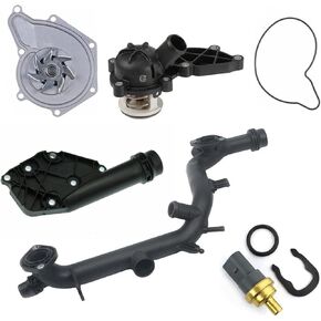 1set Engine Cooling System Kit 06E121018B 06E121111M 06E121168B Engine Coolant Thermostat Kit Replacement for Q5 A4 A5 Quattro 3.2L
