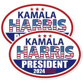 2pcs Kamala Harris 2024 Car Magnet, 6x4 Inch Oval Kamala Harris Bumper Sticker Kamala Harris 2024 Magnet Harris Campaign Car Magnet Political Car Decal for Vehicle Bumper