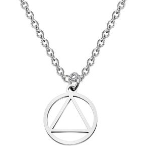 BNQL Serenity Prayer AA Recovery Necklace Keychain Serenity Courage Wisdom Sobriety Gift (1.5cm AA necklace)