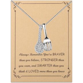 BNQL Fork And Spoon Necklace Fork Jewelry Necklace Spoon Fork Pendant Necklace Chef Charm Necklace Culinary Student Gifts
