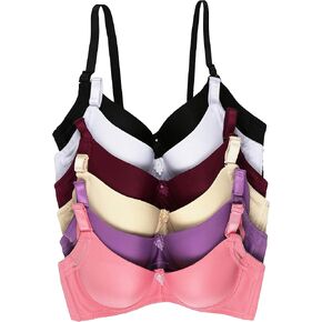 ToBeInStyle Women's Pack of 6 Wired Padded T-Shirt Bras W/Wide Wings