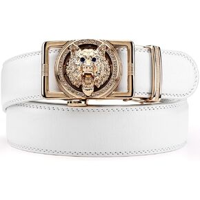 Rhinestone Luxury Gold/Silver Wolf Tiger Adjustable Buckle Men's Designer Belt Comfort Leather