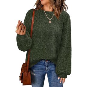 NIeyook المرأة طويلة الأكمام البلوزات 2024 خريف موضة فضفاضة Crewneck متماسكة كنزة بمقاس كبير البلوز البلوز القمم الأخضر S
