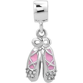 Ballet Dancer Dancing Chausson Shoe Charm Compatible with Pandora Bracelets Women Christmas Family Daughter Sister Granddaughter
