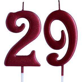 Red 29th Birthday Candle, Number 29 Years Old Candles Cake Topper, Woman Or Man Party Decorations, Supplies
