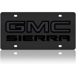 Eurosport Daytona- Compatible with -, GMC Sierra Blackout on Carbon Steel License Plate