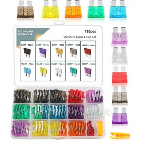 YAKEFLY Fuses Automotive Kit,Car Automotive Rv Standard Fuses,Standard Blade Car Fuse Kit,Auto ATO Blade Fuse Assortment Kit,for Car,RV,Boat, Truck(2A 3A 5A 7.5A 10A 15A 20A 25A 30A 35A) (150Pcs)