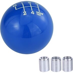 Arenbel 6 Speed Gear Knob Car Shifter Handle Blue Ball Shift Lever Stick Speed Replacement Fit Most Auto Manual Transmissions