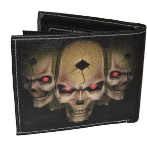 Leatherboss Skull Printed Stylish Men's Bifold Exotic Credit Card Cash Holder Wallet with Gift Box