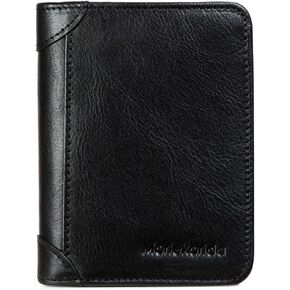 Men's RFID Shielded Three Fold Leather Wallet, 11 Credit Cards with Gift Box (Retro Coffee)