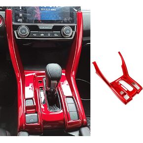 Car Accessories Fit for Honda 10th Gen Civic 2016-2021 Inner Center Console Gear Shift Panel Cover Trim (Red) ABS PC