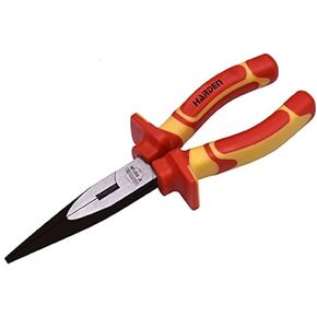 Edward Tools Pro Insulated Long Nose Pliers 8" - 1000V Safe Needle Nose Pliers for Electricians Use - VDE/GS Certified - Heavy Duty CRV Steel with Ergo Handle - Sharp Cutting Edge - Black Finish