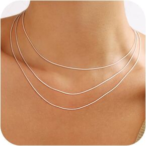 Gold Necklace for Women, Dainty 14k Gold Plated Layered Chunky Gold Chain Link Necklaces Stack for Women Trendy Sterling Silver Stacked Gold/Silver Necklaces Set Fashion Jewelry for Women