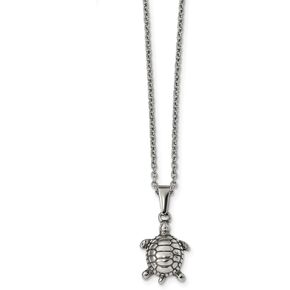 Stainless Steel Polished 22 inch Turtle Necklace