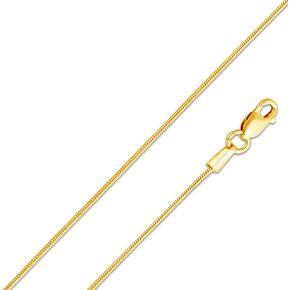 Sonia Jewels 14k Yellow Gold Solid 0.7mm Round Snake Chain Necklace with Secure Lobster Claw Clasp
