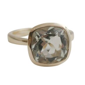 Green Amethyst Cushion Cut 925 Gold Plated Sterling Silver Ring - Handmade Jewelry Gift Ideas for Women - Natural Gemstone Gem - Birthday Valentine's Mother's Day Gift - Prasiolite Ring (6)