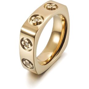 18K Diamond Crystal Clover Bands Statement Rings for Women and Men Infinity Interlocked Rolling Criss Cross Rings Cocktail Enhancer Finger Adult Jewelry (one tone, 9)