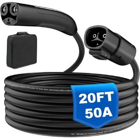 NACS EV Extension Cable, 20ft 50A EV Charger Extension Cord Compatible with Model 3/Y/X/S/CT, High Powered TSL Wall Connector, Destination Charger, and Mobile Connector 110V-240V