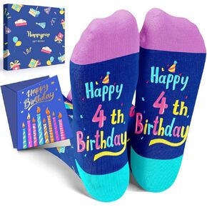 أفكار هدايا عيد الميلاد الرابع من HAPPYPOP للفتيات - جوارب للأطفال الصغار 4 طن، هدايا للأطفال بعمر 4 سنوات، هدايا عمرها أربع سنوات للفتيات والأولاد، صندوق هدايا عيد ميلاد مع بطاقة تهنئة