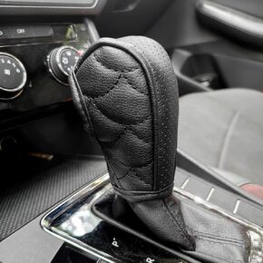 Car Gear Shift Cover, Waterproof PU Leather Automotive Gear Stick Shift Knob Rod Dust Cover Protector Car Interior Accessories for Most Cars Trucks SUVs (Gray)