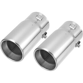 Motoforti Universal Muffler Exhaust Car Exhaust Muffler Tip Tailpipe, 2.75 Inch Inlet 3 Inch Outlet, Exhaust Pipe, Stainless Steel, Silver Tone, 2 Pcs