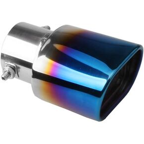 2.5 inch Inlet Stainless Steel Exhaust Tip 2.5" Inside Diameter Universal Bolt/Clamp-On Design Burnt Blue Tail Pipe Tip (Straight)