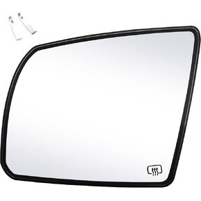 Passenger Side Replacement Mirror Glass - Compatible with Toyota Vehicles - Sequoia 2008-2017, Tundra 2007-2021 - Heated with Rear Holder, RH, 87903-0C020