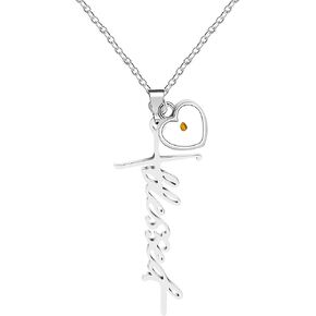 Uloveido Initial Faith Cross Necklace with Mustard Seed Heart Christian Jewelry Stainless Y1378