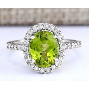 Fashion Jewelry 925 Silver Oval Peridot Ring Women Wedding Engagement Size 6-10 (6)