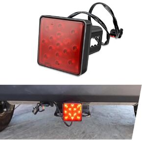 Miytsya 1 PC Car LED Brake Light with 24.4In Wire Harness, Square 3.26In x 4.25In Waterproof Vehicle Tail Light, Universal Automotive Safety Warning Light Accessories for Towing Truck SUV RV (Red)