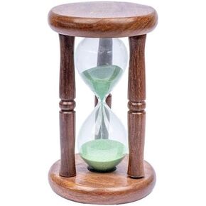 SimbaKart Sand Timer, Vintage Brass Black Sand Clock Stand, Antique Large Metal Sand Watch 5 Min, Unique Glass Sandglass for Home, Office, Desk Decor