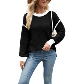 Sweaters for Women Long Sleeve Striped Pullover Knit Trendy Tops Crewneck Winter Outfits