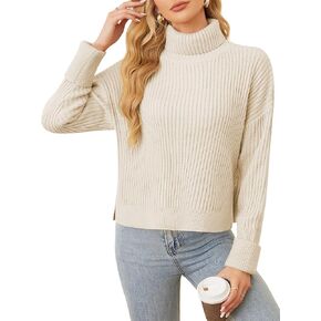 ZAFUL Womens Turtleneck Pullover Sweater Casual Loose Ribbed Knit Long Sleeve Chunky Jumper Tops